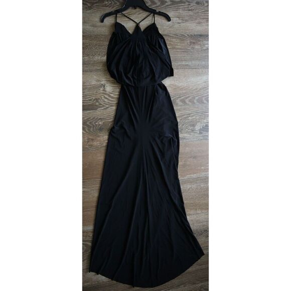MISA Los Angeles Women's Sz Small Black Domino Tie Front Maxi Dress - Picture 2 of 8